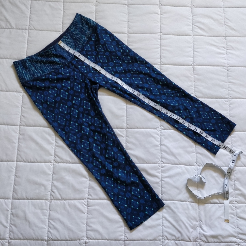 Eddie Bauer yoga pants, abstract blue pattern